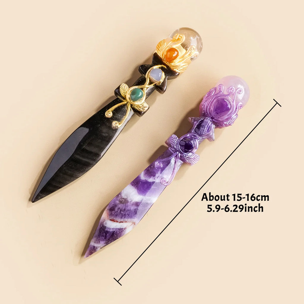 Hand-Carved Crystal Athame